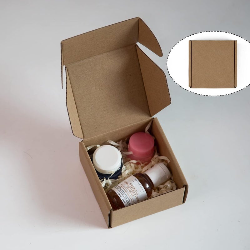 SUNLPH 50 Pack 4x4x2 Inches Small Shipping Boxes, Brown Corrugated Cardboard Boxes, Moving Mailing Packing Box - Image 4